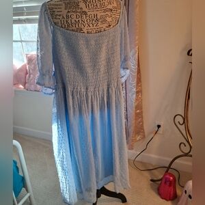 Light Blue Sheer Dress with Polka Dots NWT
